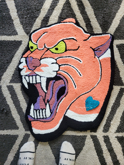 Pink Panther with Heart Tattoo Rug